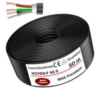 MAS Premium Câble d’alimentation en caoutchouc H07RN-F 4G6 mm² pour chantier de 5 à 50 m - Câble flexible avec conducteur de protection pour appareils lourds (50m)