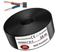 MAS Premium Câble d'alimentation en caoutchouc - 5-100 m - H05RN-F - 2 x 0,75 mm², 2 x 1 mm², 3G0,75 mm² ou 3G1 mm² - Câble flexible pour appareils lourds (H05RN-F 2 x 1 mm², 15 m)