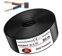 MAS Premium Câble d'alimentation en caoutchouc - 5-100 m - H05RN-F - 2 x 0,75 mm², 2 x 1 mm², 3G0,75 mm² ou 3G1 mm² - Câble flexible pour appareils lourds (H05RN-F 2 x 0,75 mm², 80 m)