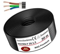 MAS Premium Câble d'alimentation en caoutchouc de 5 à 100 m - H07RN-F 3G 1, 3G 1,5, 3G 2,5, 3G 4, 3G 6, 3G 10 ou 3 x 1,5 - Câble flexible pour appareils lourds - (H07RN-F 3G1,5 mm², 30 m)