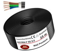 MAS Premium Câble d'alimentation en caoutchouc de 5 à 100 m - H07RN-F 5G1,5, 2,5, 4, 6 ou 10 - Câble flexible avec conducteur de protection pour appareils lourds - (H07RN-F 5G2,5 mm², 15 m)