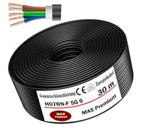 MAS Premium Câble d'alimentation en caoutchouc de 5 à 100 m - H07RN-F 5G1,5, 2,5, 4, 6 ou 10 - Câble flexible avec conducteur de protection pour appareils lourds - (H07RN-F 5G6 mm², 30 m)