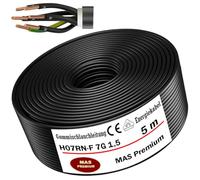 MAS Premium Câble d'alimentation en caoutchouc de 5 à 80 m - H07RN-F 7G - 1,5 ou 2,5 - Avec conducteur de protection pour appareils lourds - (H07RN-F 7G1,5 mm², 5 m)