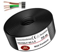 MAS Premium Câble d'alimentation en caoutchouc H07RN-F 4G1,5 mm² de 5 à 100 m - Câble flexible avec conducteur de protection pour appareils lourds (70 m)