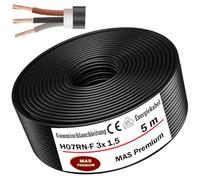 MAS Premium Câble d'Alimentation en Caoutchouc H07RN-F - 5-100 m - 3G 1, 3G 1,5, 3G 2,5, 3G 4, 3G 6, 3G 10 ou 3 x 1,5 - Câble Flexible pour Appareils Lourds (3 x 1,5 mm², 5 m)