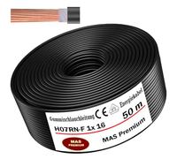 MAS Premium Câble d'alimentation en caoutchouc H07RN-F - 5-500 m - 1 x 1,5, 4, 6, 10, 16, 25, 35, 50 et 2 x 1 - Câble flexible pour appareils lourds - (H07RN-F 1 x 16 mm², 50 m)