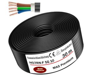 MAS Premium Câble d'alimentation en caoutchouc H07RN-F 5G10 mm² - Câble flexible avec conducteur de protection pour appareils lourds - De 5 à 30 m - 30 m