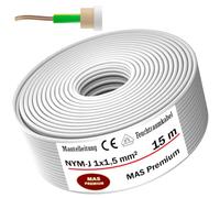 MAS Premium Câble d'alimentation pour pièces humides - Câble électrique gainé de marque allemande - Anneau pour pose au-dessus, sur, dans et sous l'enduit, dans des pièces sèches, humides et mouillées