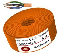 MAS-Premium® Câble de raccordement en polyuréthane H07BQ-F 5 x 1,5 mm, orange, de 5 à 170 m, pour connecter des appareils agricoles ou commerciaux, câble de chantier (5 m)