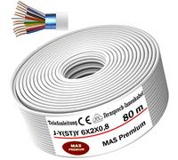 MAS Premium Câble de télécommunications J-Y(ST) Y 6 x 2 x 0,8 de 5 à 100 m - Câble téléphonique, de sonnette, de télécommunication, 80 m