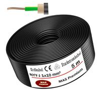 MAS Premium Câble de terre courant fort NYY-J 5-100 m, 1 x 4, 6, 10, 16 ou 25 - Câble électrique OFC - Anneau pour pose en extérieur, en sous-sol (NYY-J 1 x 10 mm², 5m)