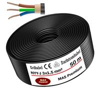 MAS-Premium Câble de terre électrique d'alimentation standard de marque allemande, anneau pour pose dans le sol et à l'extérieur (NYY-J 3 x 1,5 mm², 50 m)