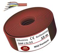 MAS Premium Câble en silicone de 5 à 130 m - Câble de raccordement - Câble en silicone - Câble de sauna SIHF-J - 5 x 2,5 - Fil fin flexible - Pour appareils à influence haute température (15 m)