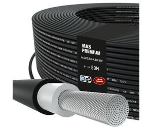 MAS-Premium Câble solaire H1Z2Z2-K 10 mm² certifié TÜV-2 Sans halogène Double isolation Installation libre ou fixe dans des installations photovoltaïques Longueur : 5 à 200 m (noir, 50 m)
