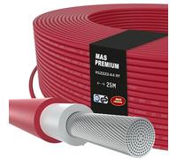 MAS Premium Câble solaire H1Z2Z2-K 4, 6, 10 mm², 5-200 m, câble solaire TÜV-2 sans halogène, double isolation, pose libre ou fixe dans les installations photovoltaïques (H1Z2Z2-K 4, rouge, 25 m)