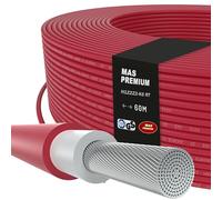 MAS Premium Câble solaire H1Z2Z2-K 4, 6, 10 mm² 5-200m Câble solaire TÜV-2 Halogène-libre double isolation Installation mobile ou fixe dans les systèmes photovoltaïques (H1Z2Z2-K 6, Rouge, 60m)