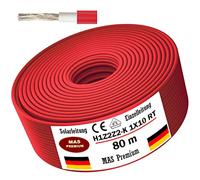 MAS Premium Câble solaire H1Z2Z2-K 4, 6 ou 10 mm², de 5 à 200 m, noir, rouge ou bleu, à enterrer, photovoltaïque, sans halogène, double isolation (H1Z2Z2-K 10, rouge, 80 m)