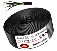 MAS Premium Câble souterrain NYY-JZ 7 x 1,5 mm², courant fort, 5 à 100 m, 7 x 1,5, 2,5 ou 4, câble électrique, anneau pour pose en extérieur, en sous-sol (NYY-JZ 7 x 1,5 mm², 100 m)
