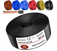MAS Premium Câble unique H07 V-K de 5 à 100 m - 10 mm² - Noir, marron, bleu foncé, vert jaune, bleu clair ou rouge - Fil simple flexible (noir, 40 m)