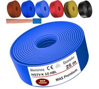 MAS Premium De 5 à 100 m Câble conducteur H07 V-K 10 mm² Noir, marron, bleu foncé, vert jaune, bleu clair ou rouge Conducteur unique flexible (bleu clair, 25 m)