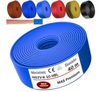 MAS Premium De 5 à 100 m Câble conducteur H07 V-K 10 mm² Noir, marron, bleu foncé, vert-jaune, bleu clair ou rouge Conducteur unique flexible (bleu clair, 40 m)