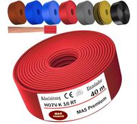 MAS Premium De 5 à 100 m Câble conducteur H07 V-K 16 mm² Noir Brun Bleu foncé Vert jaune Gris Bleu clair Orange ou Rouge Fil flexible unique (Rouge, 40 m)