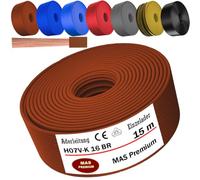 MAS Premium De 5 à 100 m Câble conducteur H07 V-K 16 mm² Noir Brun Bleu foncé Vert jaune Gris Bleu clair Orange ou Rouge Conducteur unique flexible (Brun, 15 m)