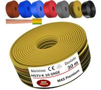 MAS Premium De 5 à 100 m de câble conducteur H07 V-K 16 mm² Noir Brun Bleu foncé Vert-jaune Gris Bleu clair Orange ou Rouge, conducteur unique flexible (Vert-jaune, 30m)