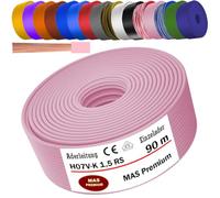 MAS Premium De 5 à 100 m de câble H07 V-K 1 x 1,5 mm² ZW HBL GN GE GN RT DBL BR OR GR WS VIO U-MAR.BL RS RTWS DBLWS ou GE mono-conducteur flexible (rose, 90 m)