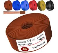 MAS Premium De 5 à 100 m de câble unipolaire flexible H07 V-K 10 mm² noir, marron, bleu foncé, jaune verdâtre, bleu clair ou rouge (marron, 80 m)