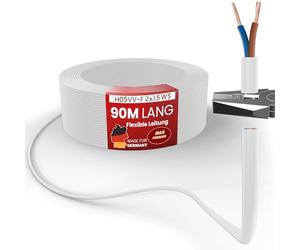 MAS Premium De 5 à 100m Câble en plastique souple H05VV-F 2, 3 ou 5 x0,75; x1; x1,5 ou x2,5 et 4G0,75 Câble souple Câble de dispositif (H05VV-F 2x1,5 WS, 90m)