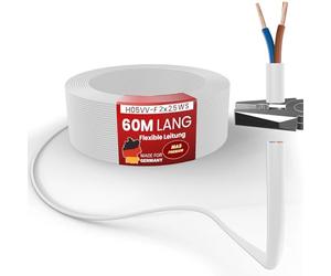 MAS Premium De 5 à 100m Câble en plastique souple H05VV-F 2, 3 ou 5 x0,75; x1; x1,5 ou x2,5 et 4G0,75 Câble flexible Câble de dispositif (H05VV-F 2x2,5 WS, 60m)