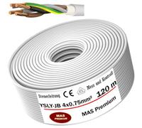 MAS Premium De 5 à 250 m YSLY-JB 4x0,75 mm² Câble de commande flexible gris Câble de pose Câble de mesure, de contrôle et de régulation pour machines-outils Câble de commande (120m)