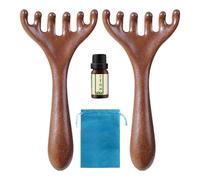 Masabraque du cuir chevelu en bois : brosses tête doubles, instrument de relaxation en bois 6 couches, peigne stimulant les cheveux | Accessoire de massage pour femmes thérapies traitement spa