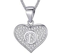 MASADA Collier Coeur Lettre D Argent 925 - Pendentif Initiale avec Pierres Zircons - Bijoux Alphabet pour Femme, Ado & Fille - Chaîne 46cm - Sac de Rangement en Velours