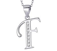 MASADA Collier Lettre Argent 925 - Pendentif Initiale avec Pierres Zircons - Bijoux Alphabet pour Femme, Ado & Fille - Chaîne 46cm - Sac de Rangement en Velours