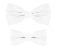 MASADA Ensemble de nœuds papillon père-fils DonDon en look partenaire, déjà attaché et ajustable - Blanc