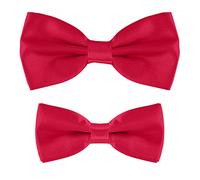 MASADA Ensemble de nœuds papillon père-fils DonDon en look partenaire, déjà attaché et ajustable - Rouge Cerise