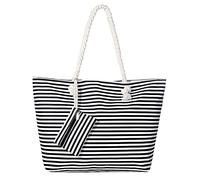 MASADA Grand sac de plage hydrofuge avec fermeture à glissière Small black stripes