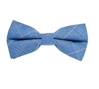 MASADA nœud papillon à carreaux Bleu clair, réglable en continu, fait main et fermeture à crochet - 12 x 6 cm