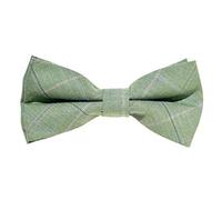 MASADA nœud papillon à carreaux Vert clair, réglable en continu, fait main et fermeture à crochet - 12 x 6 cm