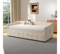 MASAJIA Canapé Lit Convertible 2 Places Beige, Lit Convertible 2 Place, CanapéConvertible 2PlacesLit Banquette 2PlacesLit Canapé 2 Personnes CanapéConvertibleBeige2 Places, Pas de Matelas