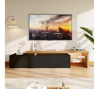 MASAJIA Meuble TV Moderne avec Éclairage LED RGB, Meuble Télé avec 3 Portes et 2 Étagères Ouvertes en Verre,pour Salon et Chambre