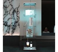 MASAJIA Vitrine en Verre avec 1 Porte 4 Etagere, Meuble Vitrine en Verre LED avec Serrure, Armoire en VerreVitrine enVerre avec PorteVitrine sur Pied pour CollectionVitrineColonne Salon Chambre Bar
