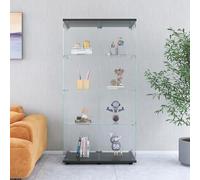 MASAJIA Vitrine en Verre avec 2 Porte 4 Etagere, Meuble Vitrine en Verre avec Serrure, Armoire en VerreVitrine enVerre avec PorteVitrine sur Pied pour CollectionVitrineColonne Salon Chambre Bar