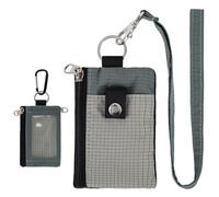MASAPHlL - Petit portefeuille à lanière pour femme/homme avec porte-badge d'identification anti-RFID, pochette minimaliste en nylon à fermeture éclair, portefeuille tour de cou avec porte-clés,