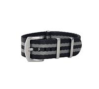 masar 18mm Premium Bracelet NATO Noir Gris Tissu Nylon 28cm James-Bond 007 - Bracelet de Montre James Bond Homme -Strap Band 18 mm Black/Grey