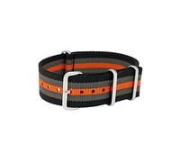 masar 20mm Bracelet NATO Nylon Noir Gris Orange - Bracelet de Montre - Compatible avec Casio, Swatch, Seiko Homme Femme - Otan G10 - Vintage Strap Band Black/Grey/Orange