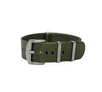masar 20mm Premium Bracelet NATO Nylon Vert Boucle Argent Armée - Bracelet de Montre Homme - Watch Strap Band 20 mm Green Army Satin