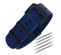 masar 20mm Premium Bracelet NATO Tissu Nylon Bleu - Bracelet de Montre - Boucle Noir - Seat Belt Watch Strap Band 20 mm Blue Black